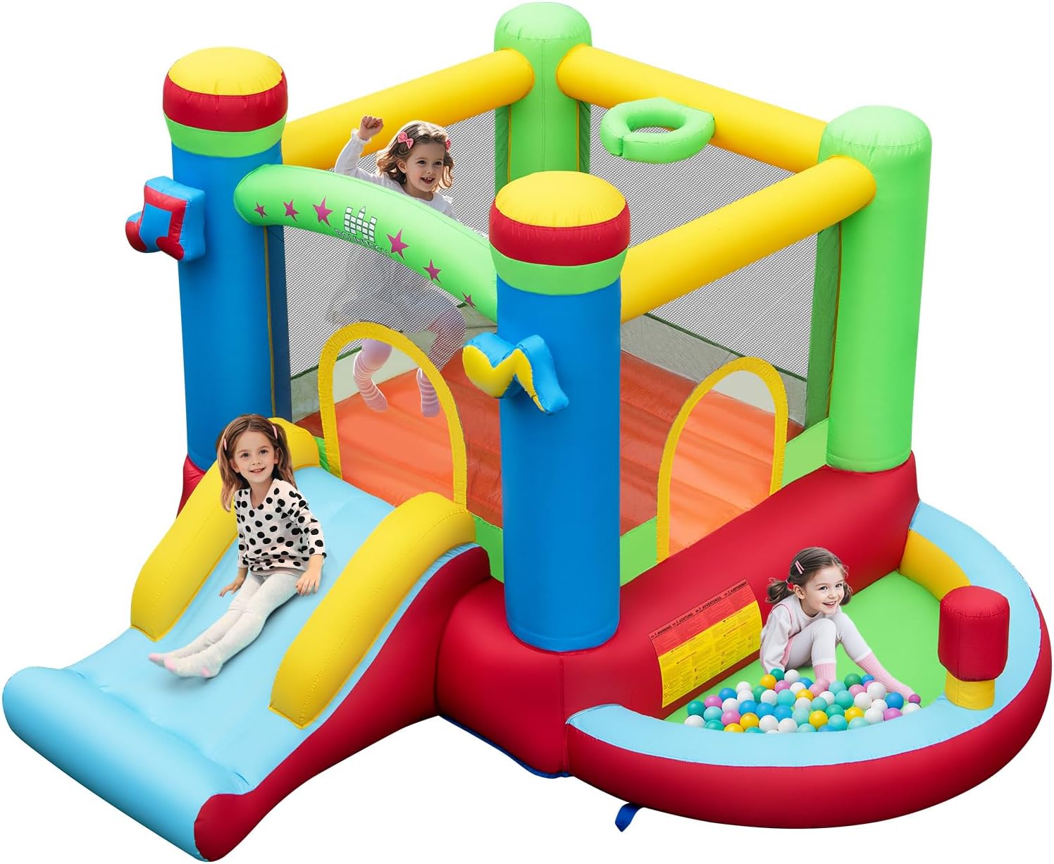 Kids Outdoor Basketball - Inflatable Bounce House with Ball Pit,