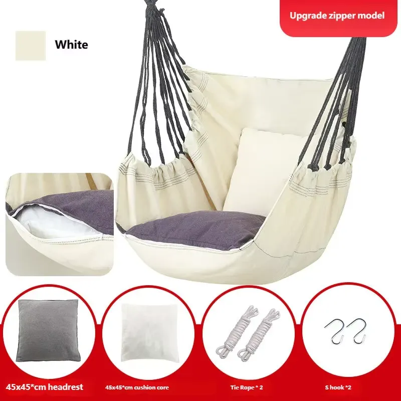 Kids Outdoor Swing - Canvas Hammock Swing Chair with Pillow