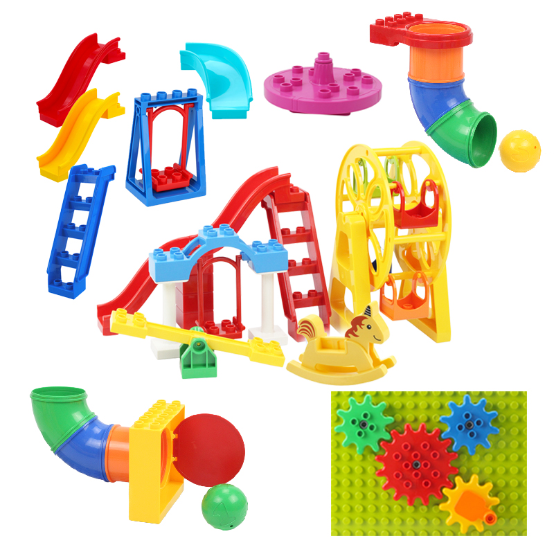 Kids Outdoor Swing And Slide - Big Building Blocks Playground Pipeline Parts