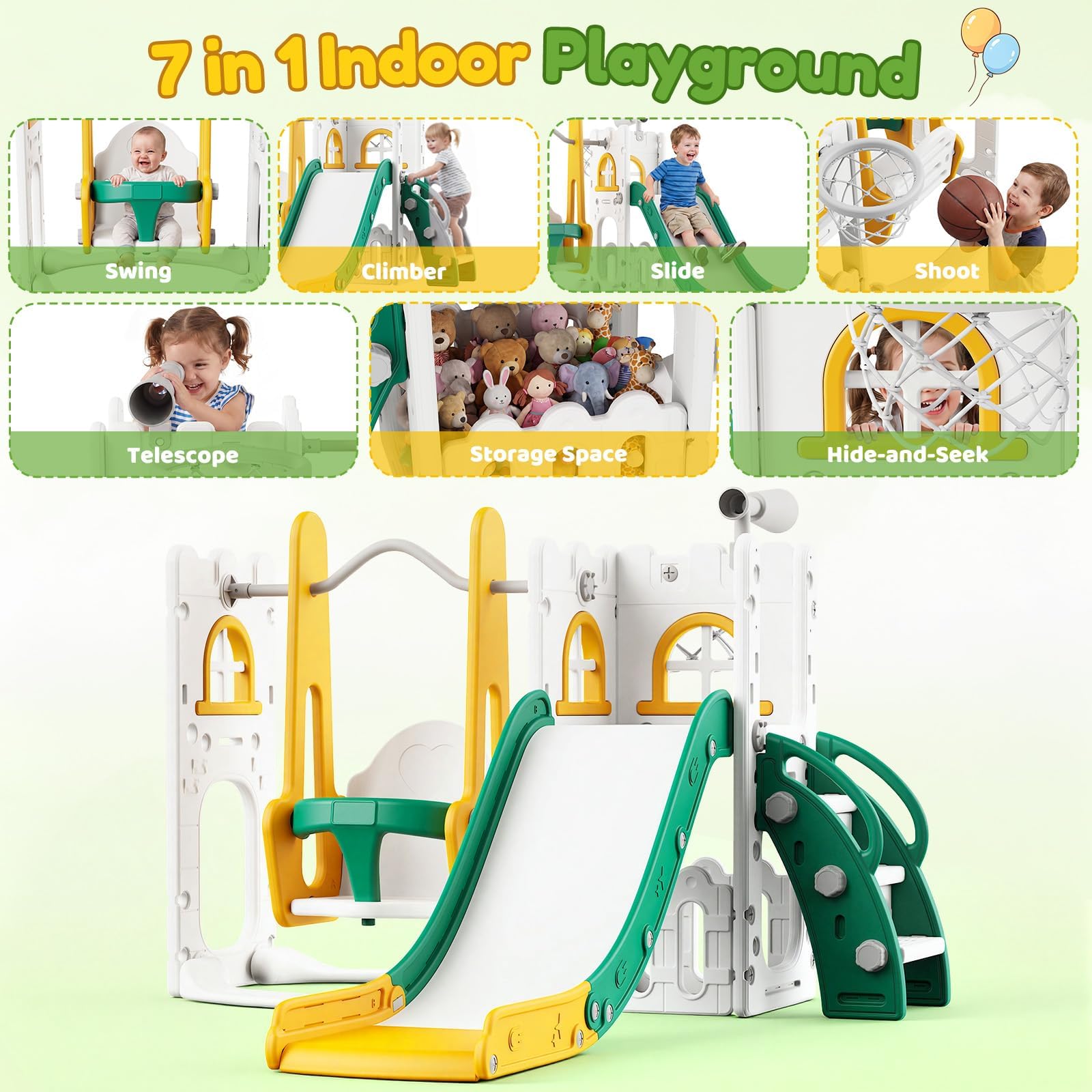 7 in 1 Toddler Slide And Swing - Kids Outdoor Swing And Slide ulasan dan harga