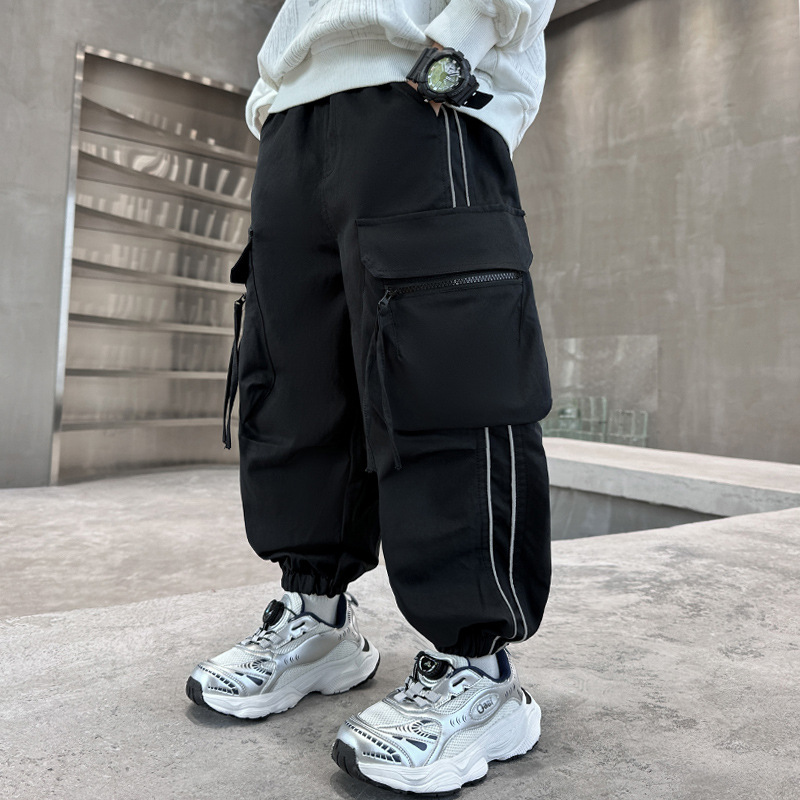 Boys Cargo Pants Large Pocket  - Kids Outdoor Overalls ulasan dan harga
