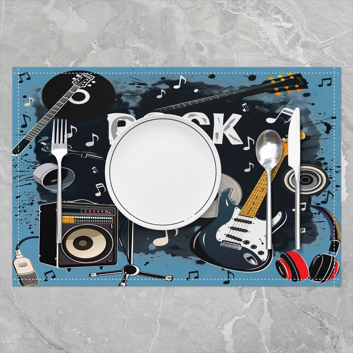 Rock Music Placemats Set of 4  - Kids Outdoor Table ulasan dan harga