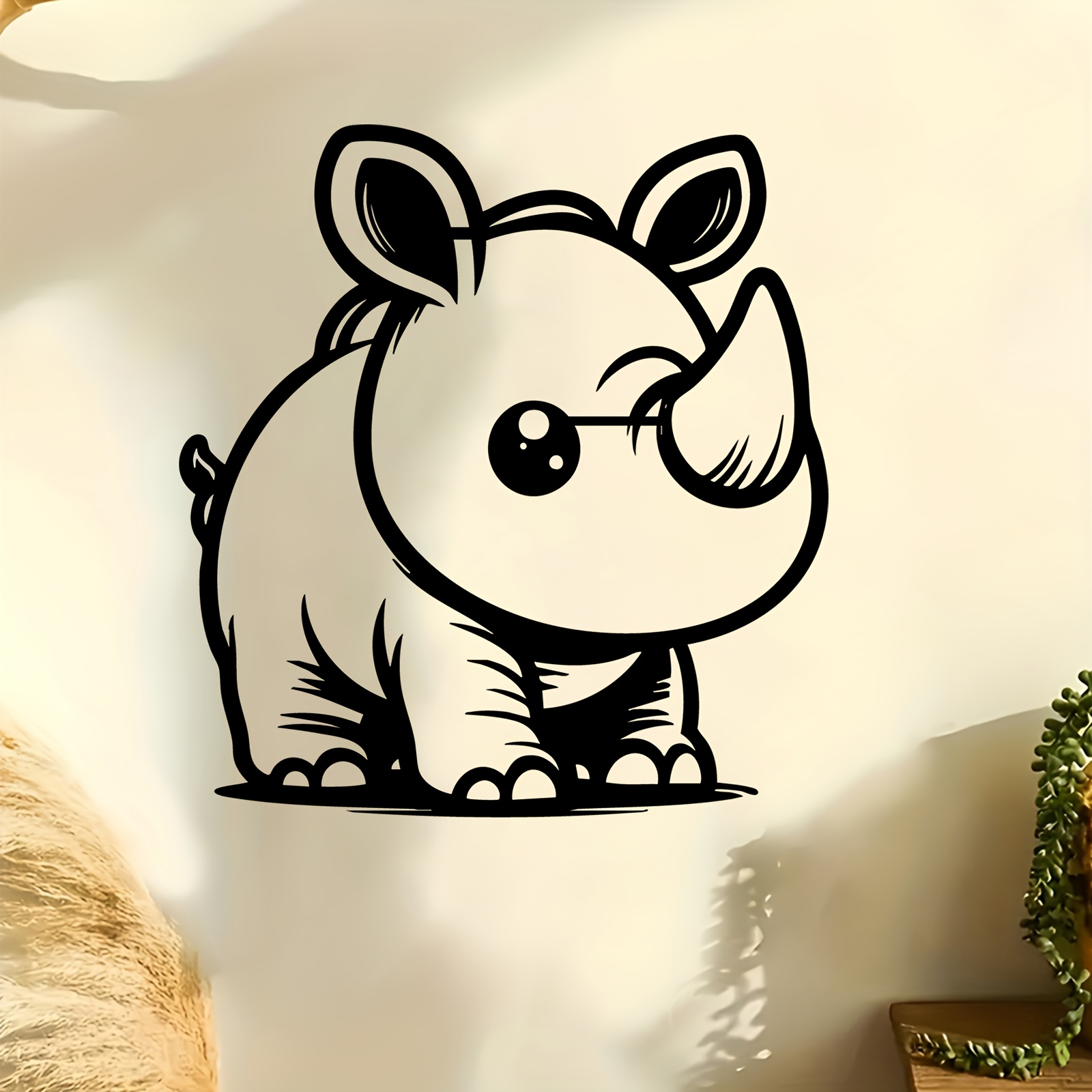 Cute Rhino Metal Wall Art, Rus - Kids Outdoor Fence ulasan dan harga