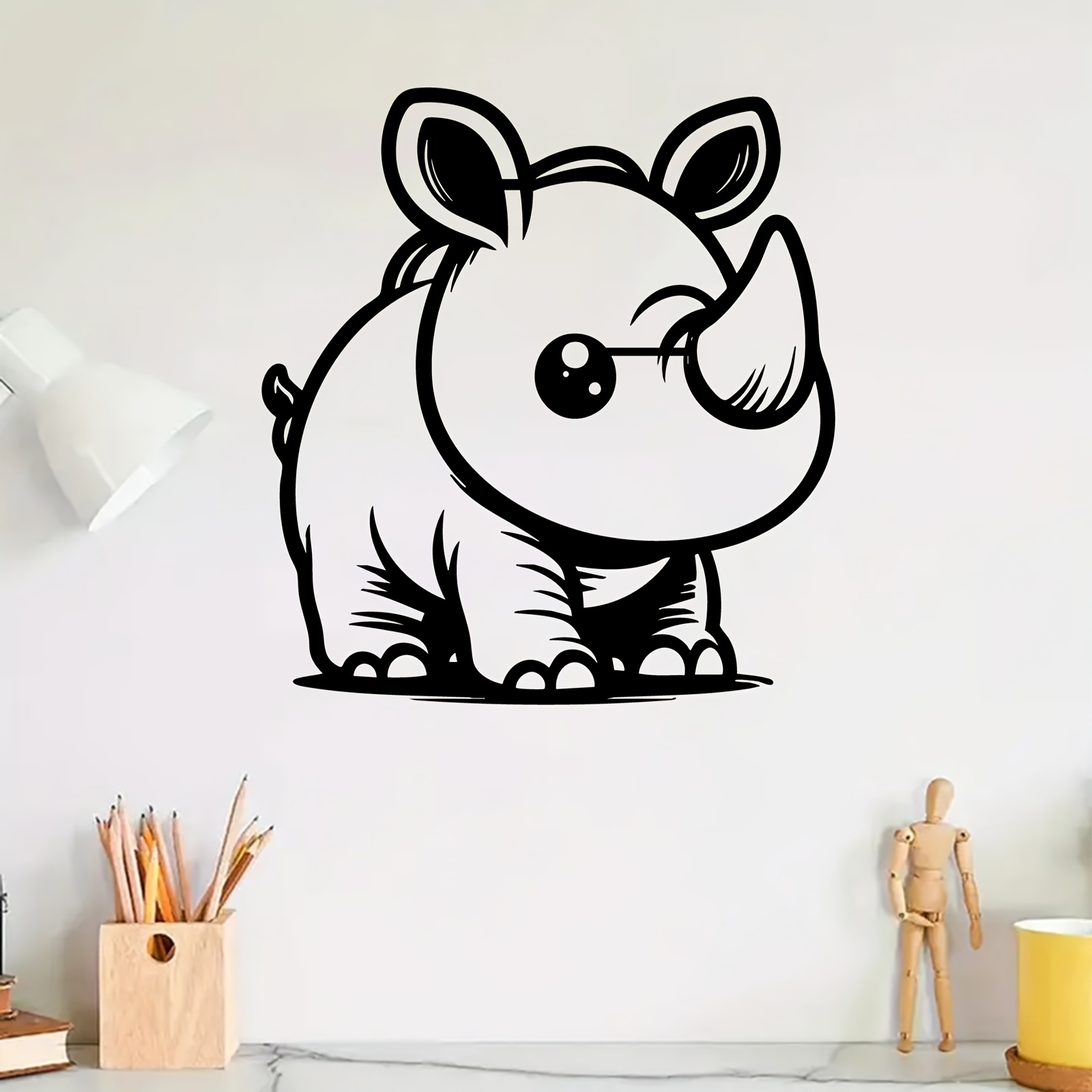 Cute Rhino Metal Wall Art, Rus - Kids Outdoor Fence ulasan dan harga
