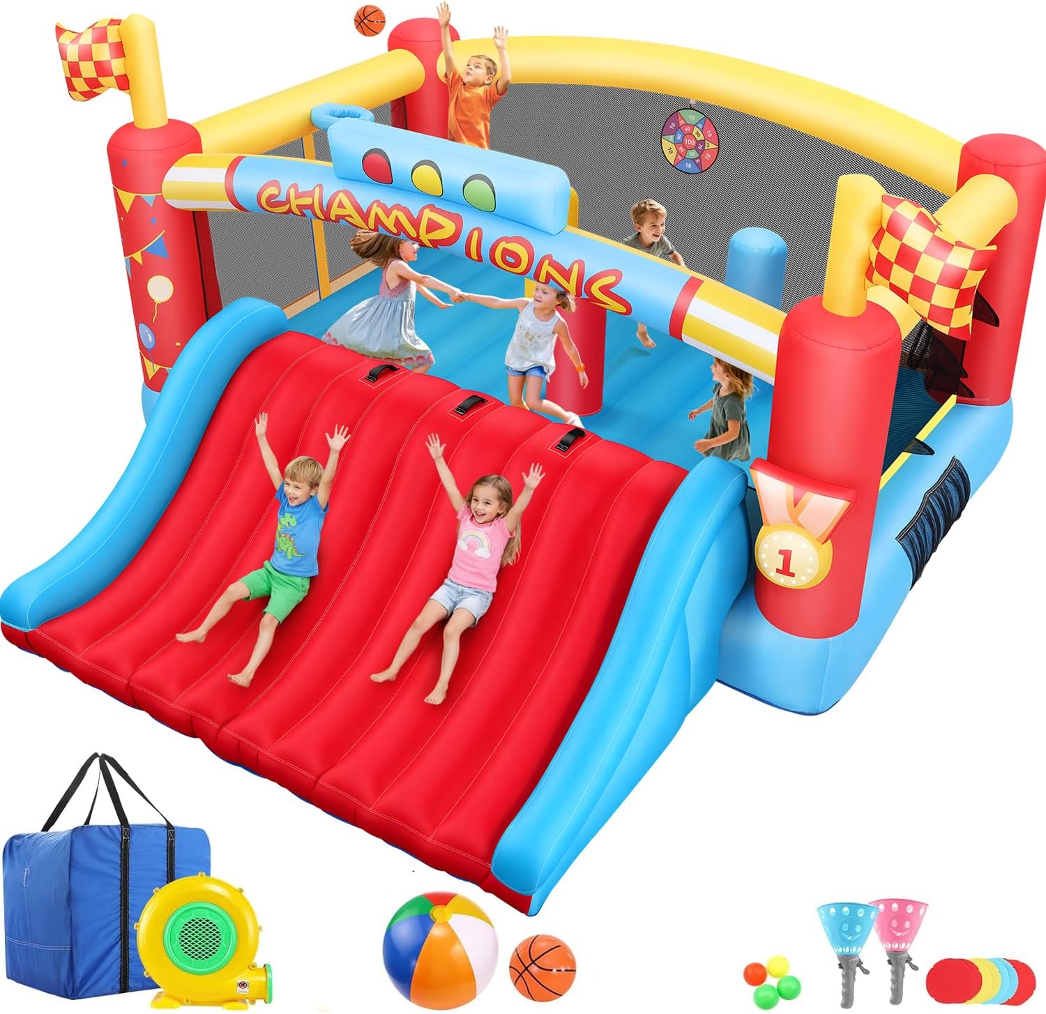 13FT Big Inflatable Bounce Hou - Kids Outdoor Basketball ulasan dan harga