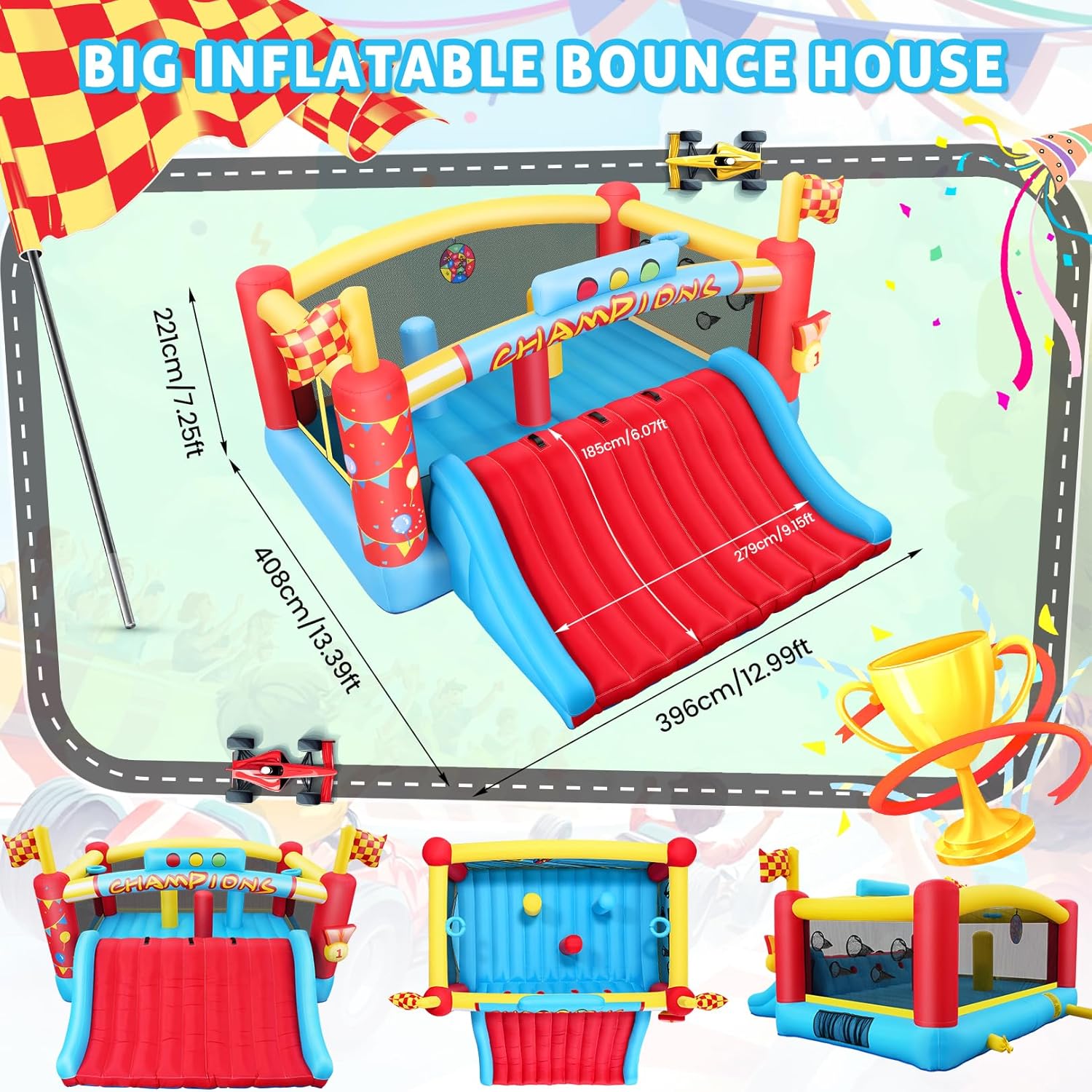13FT Big Inflatable Bounce Hou - Kids Outdoor Basketball ulasan dan harga